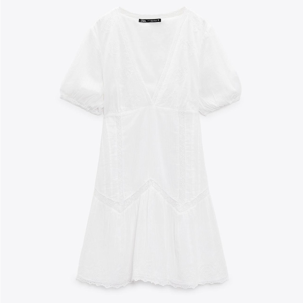 ZARA White Openwork Embroidery Dress